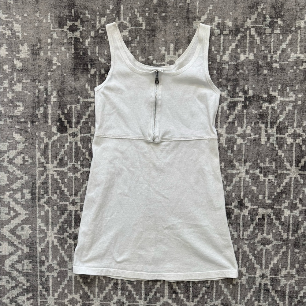 La Blanca White Cotton Zip Front Swim Cover Up Dress Size M Made in USA